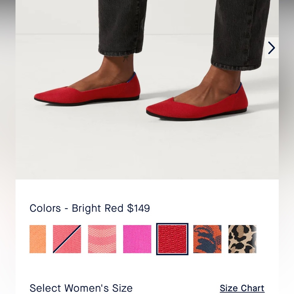 Woman’s 8.5 Rothy Red The Point Flats